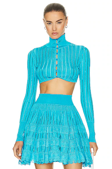 Crinoline Cardigan Top Turquoise