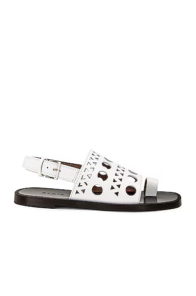 Perforated Flat Sandal Blanc Casse