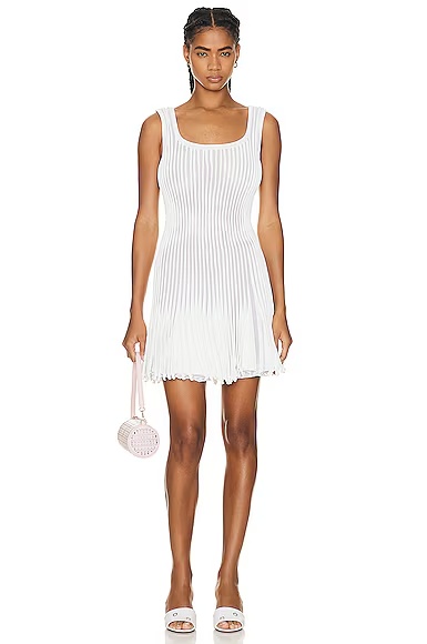 Pleated Mini Dress Blanc & Ivoire