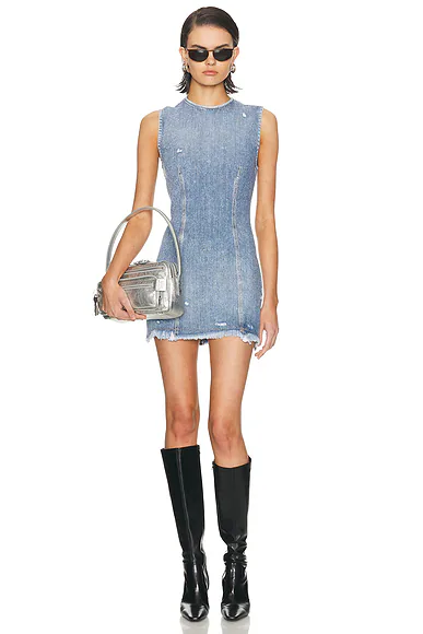 Denka Mini Denim Shimmy Dress Light Blue