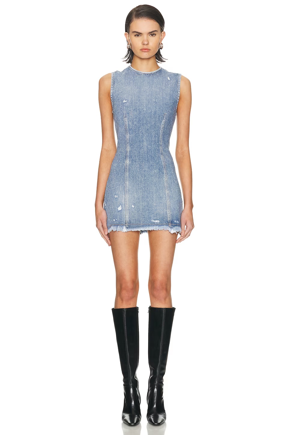 Denka Mini Denim Shimmy Dress Light Blue