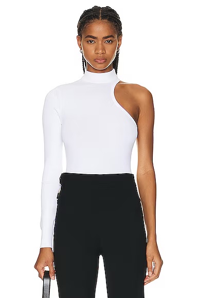 Cut Out Long Sleeve Bodysuit Blanc
