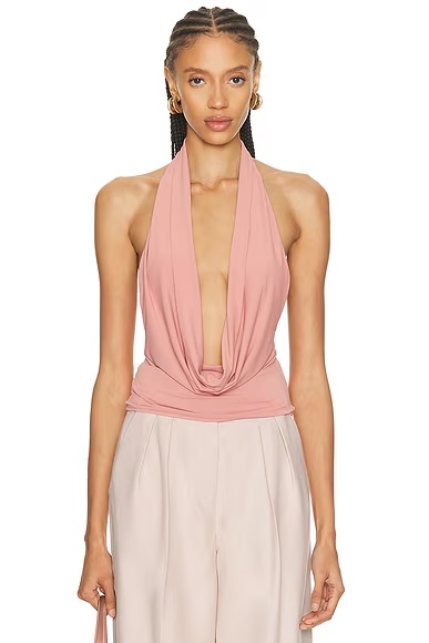 Nico Cowl Halter Top Dusty Rose