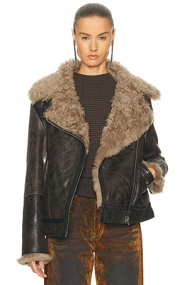 Luxy Shearling Jacket Dark Grey