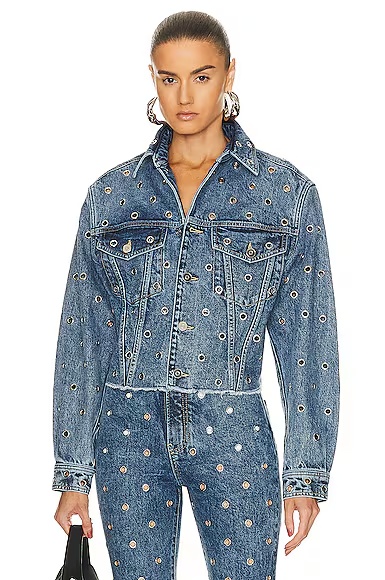 Eyelet Jacket Bleu Neige