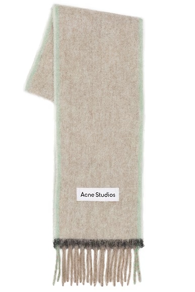 Mohair Fringed Scarf Beige & Grey