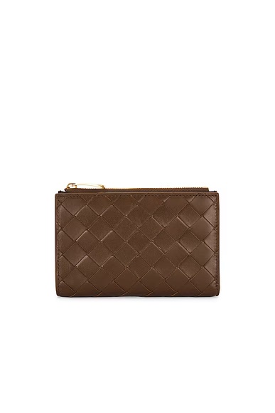 Medium Bi-Fold Wallet Nocciola, Dark Barolo, & Gold