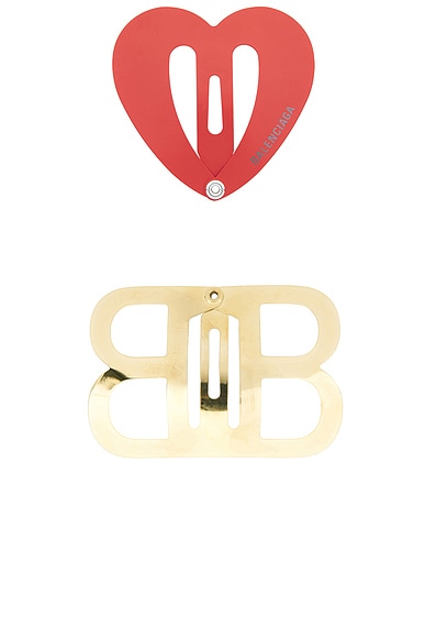 Bazaar Love Bb Clip Set Of 2 Matte Red & Shiny Gold