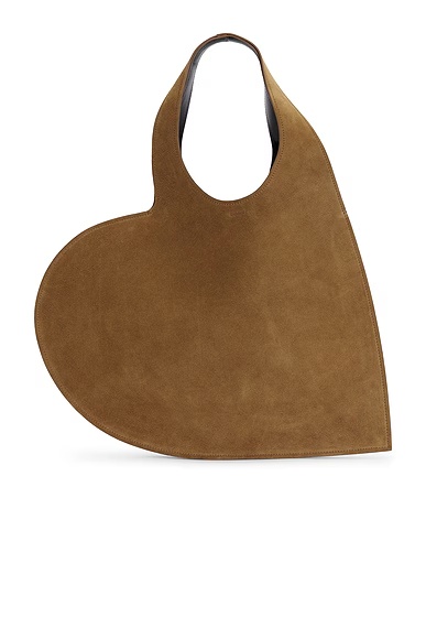 Double Heart Tote Bag Brown Dark