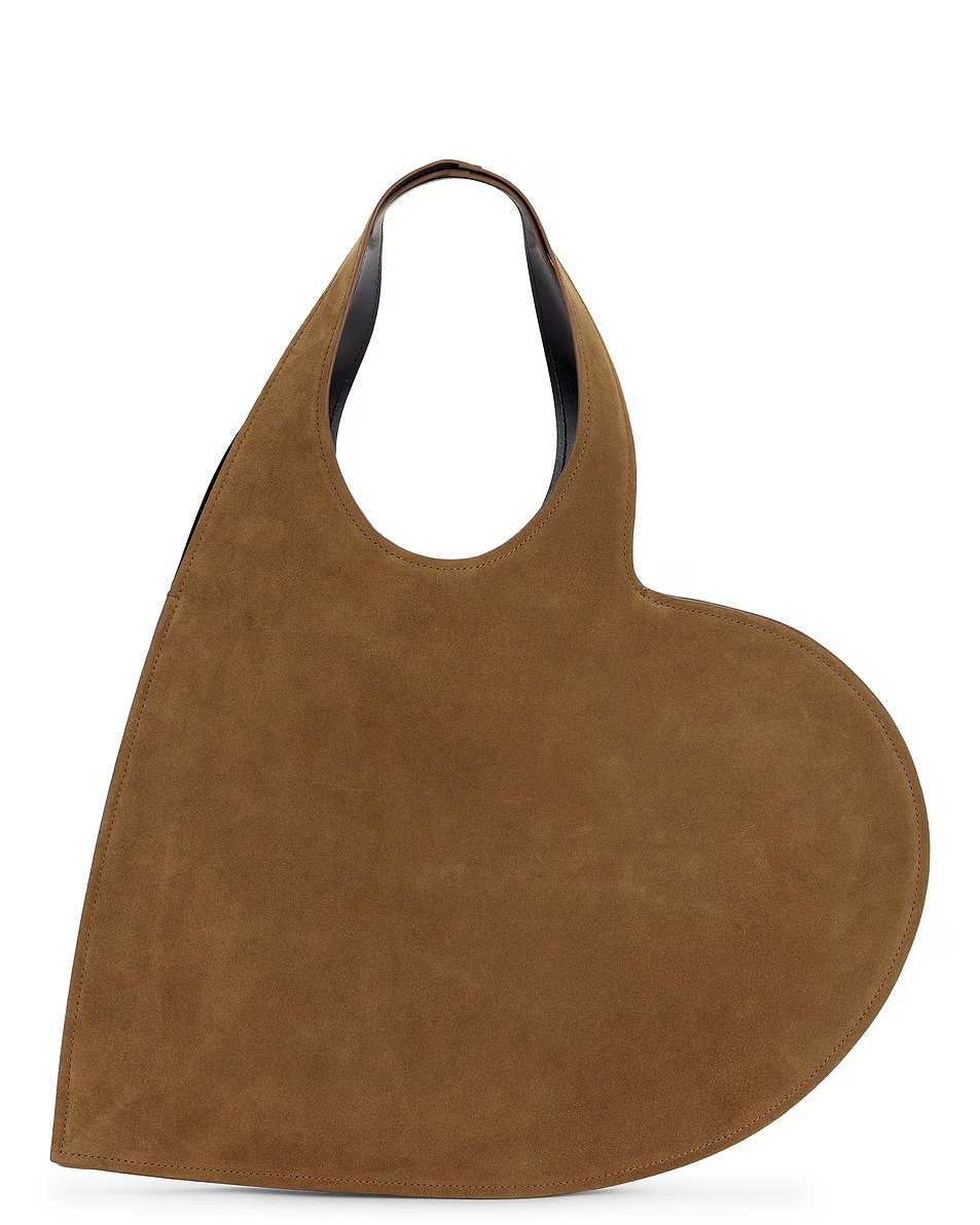 Double Heart Tote Bag Brown Dark