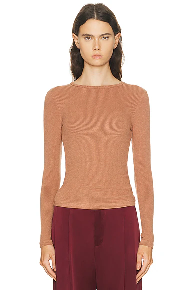 Quincy Long Sleeve Fitted Crewneck Tee Prairie Sand