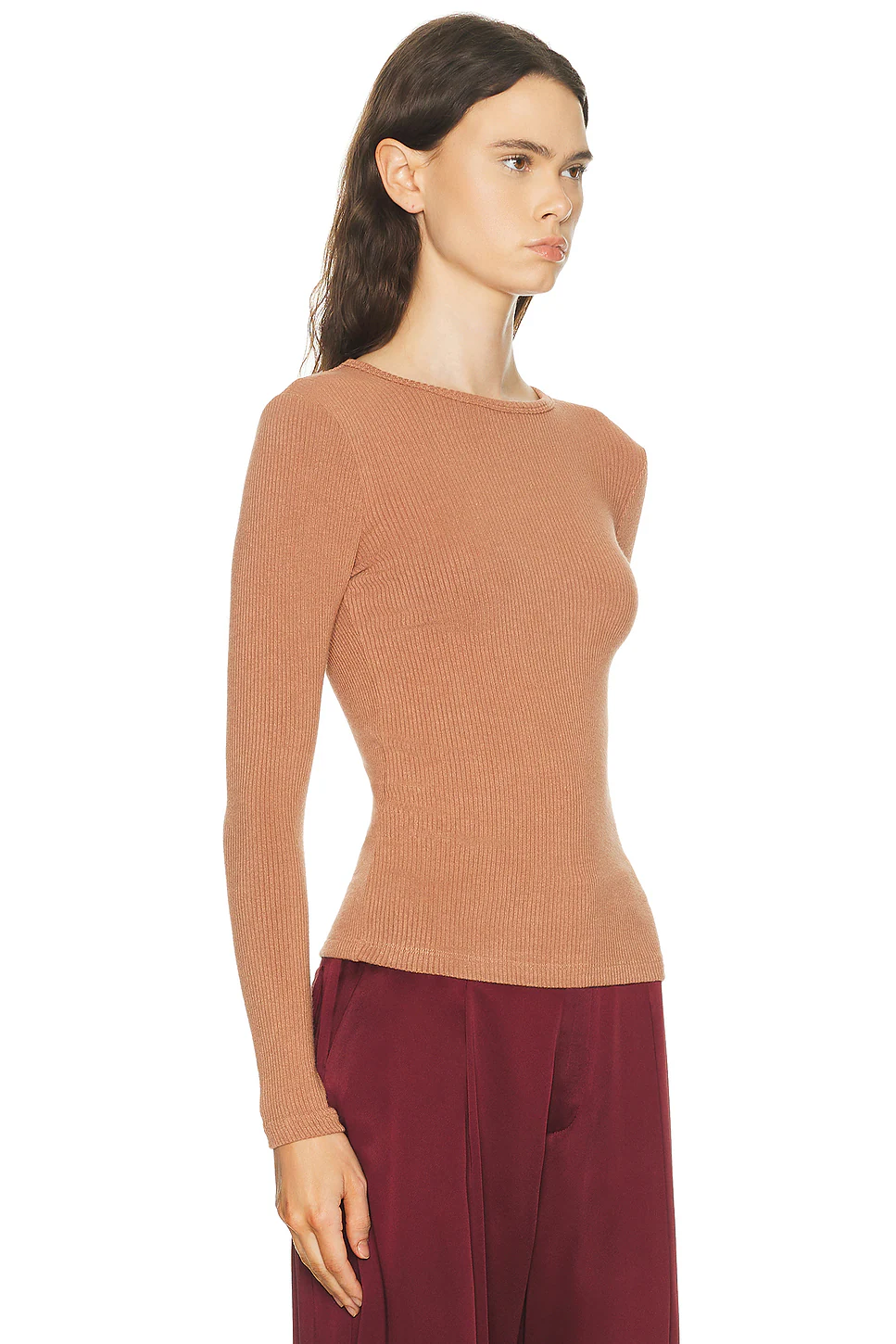 Quincy Long Sleeve Fitted Crewneck Tee Prairie Sand