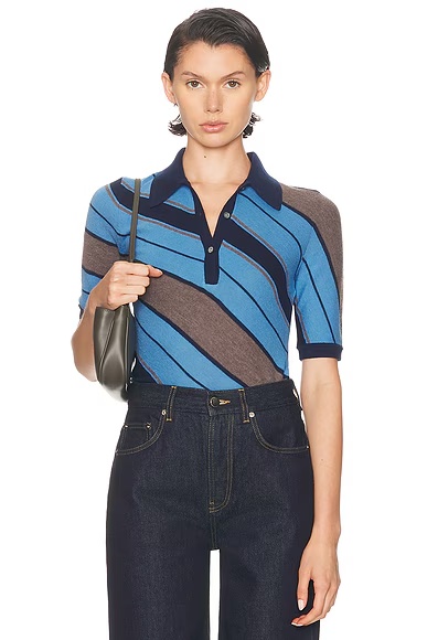 Kamandas Diagonal Stripe Top Multi Blue
