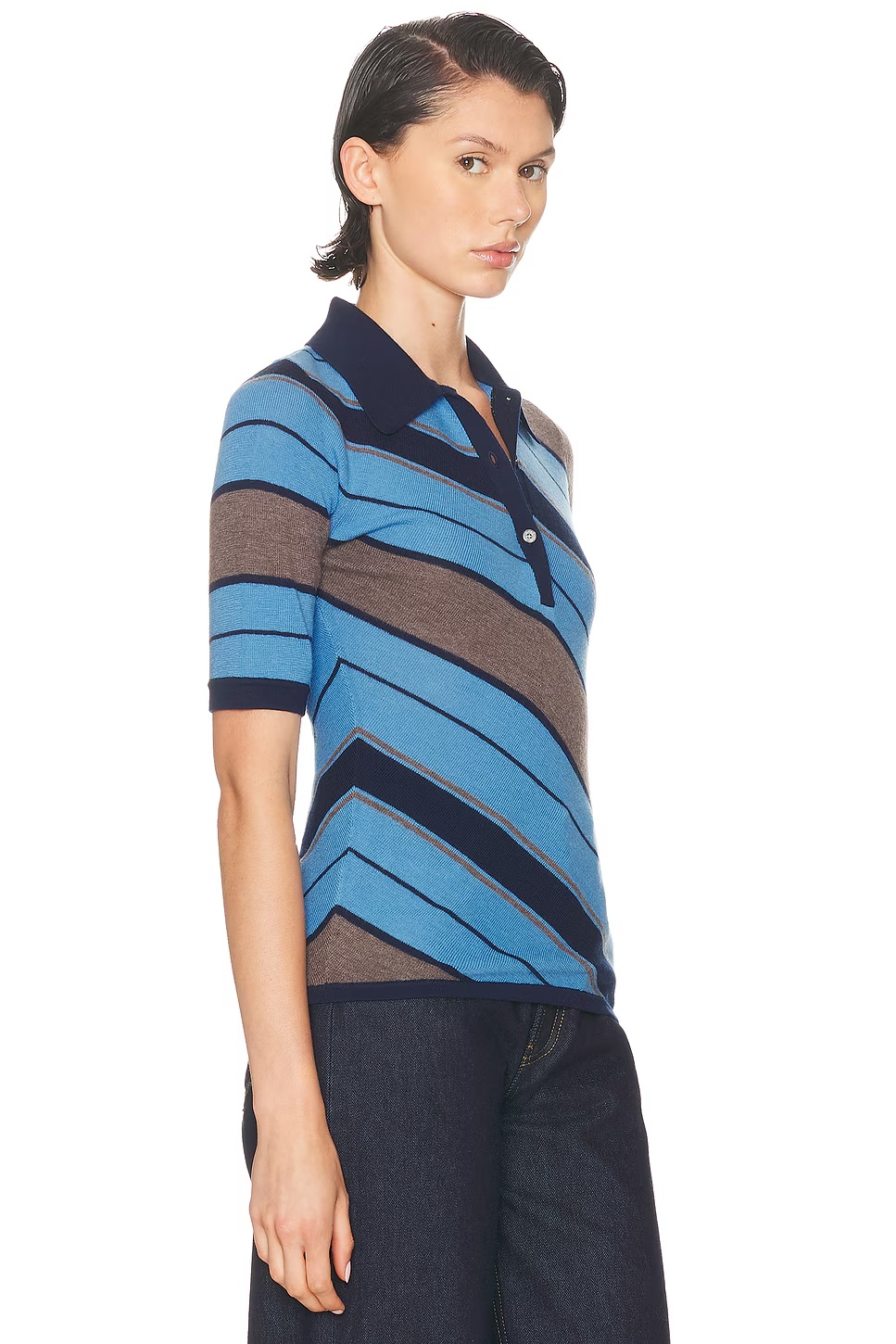 Kamandas Diagonal Stripe Top Multi Blue