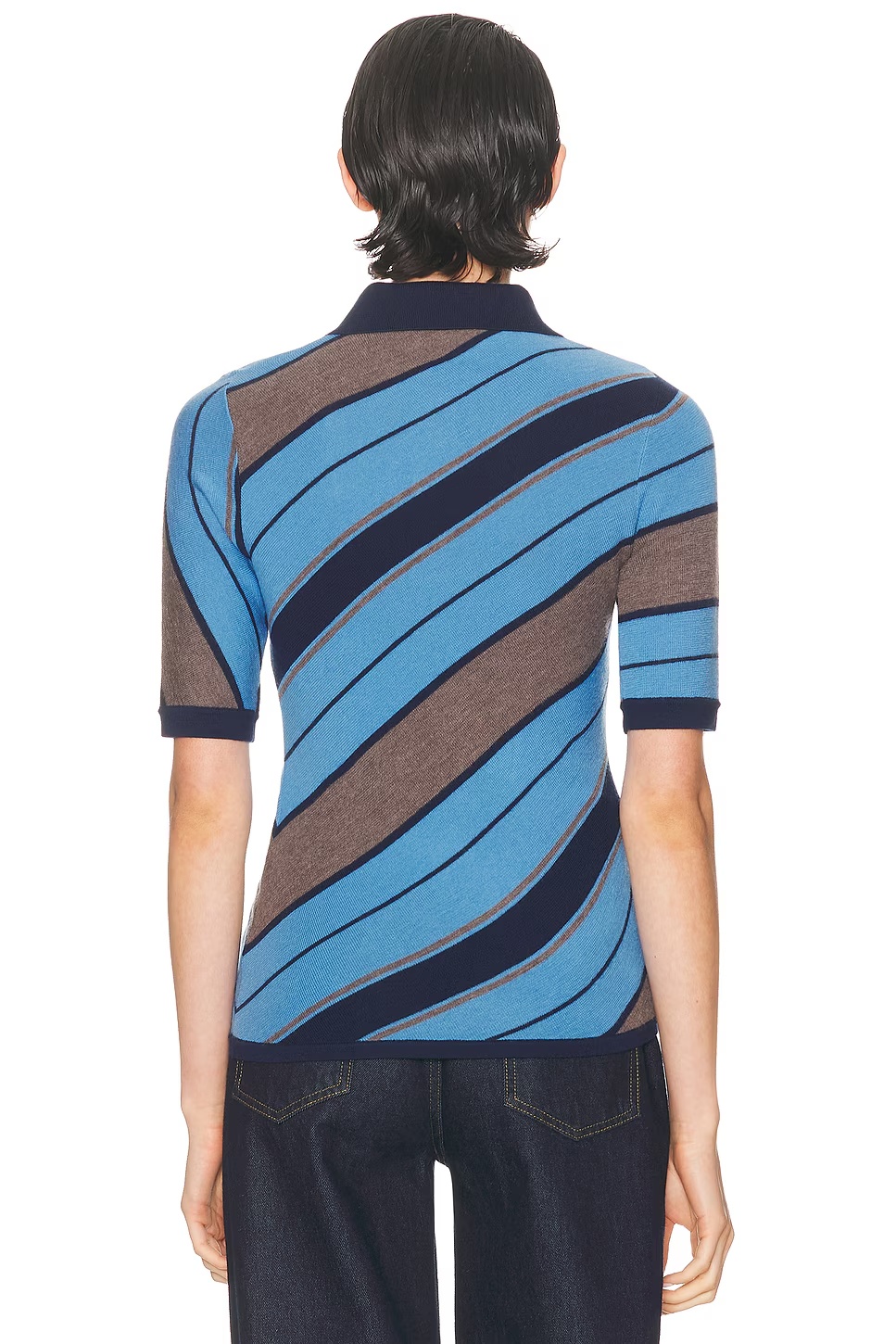 Kamandas Diagonal Stripe Top Multi Blue